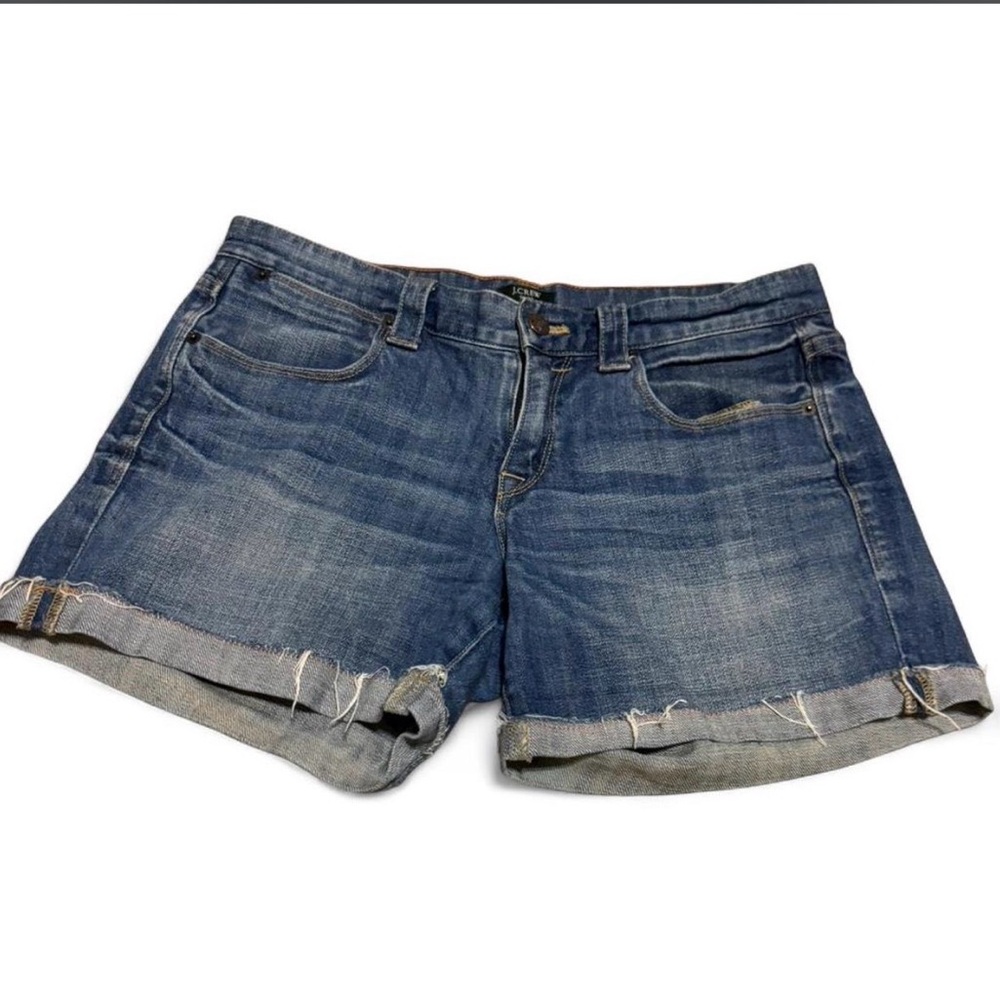 J. Crew Distressed Blue Denim Cuffed Shorts